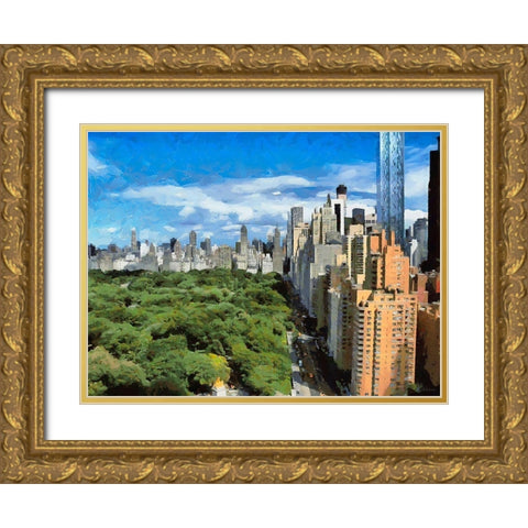 View to the Central Park II Gold Ornate Wood Framed Art Print with Double Matting by Medeiros, Celito