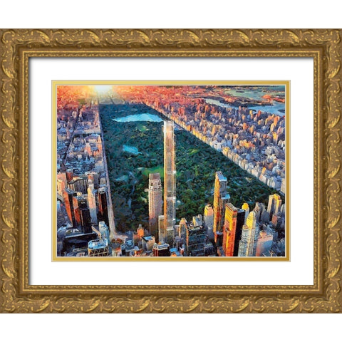 View to the Central Park III Gold Ornate Wood Framed Art Print with Double Matting by Medeiros, Celito