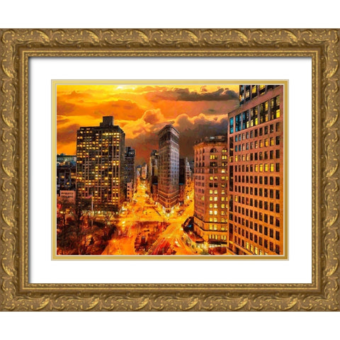 My lovely New York XV Gold Ornate Wood Framed Art Print with Double Matting by Medeiros, Celito