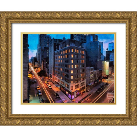 My lovely New York XVII Gold Ornate Wood Framed Art Print with Double Matting by Medeiros, Celito