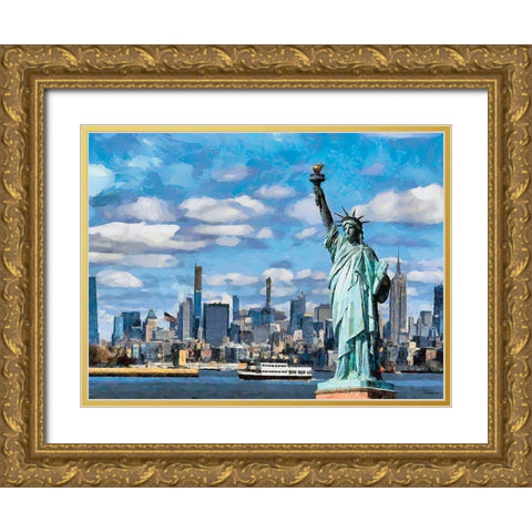 My lovely New York XXIX Gold Ornate Wood Framed Art Print with Double Matting by Medeiros, Celito