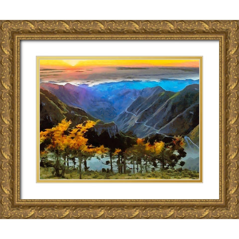 Rocky Mountains I Gold Ornate Wood Framed Art Print with Double Matting by Medeiros, Celito