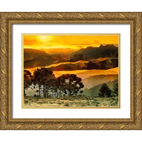 Rocky Mountains II Gold Ornate Wood Framed Art Print with Double Matting by Medeiros, Celito