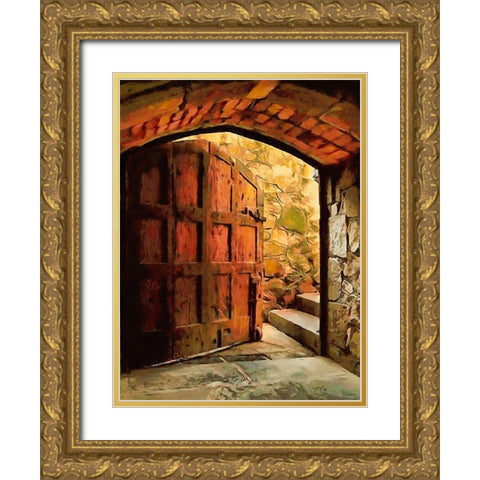 Door Collection XVII Gold Ornate Wood Framed Art Print with Double Matting by Medeiros, Celito