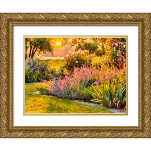 Sunrise in the Garden Gold Ornate Wood Framed Art Print with Double Matting by Medeiros, Celito