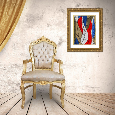 Leaves I Gold Ornate Wood Framed Art Print with Double Matting by Medeiros, Celito