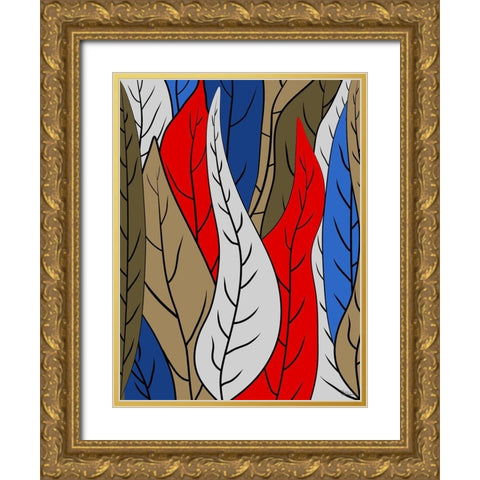 Leaves I Gold Ornate Wood Framed Art Print with Double Matting by Medeiros, Celito