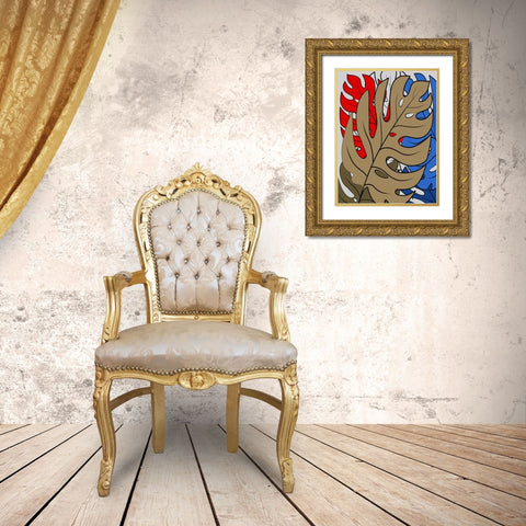 Leaves II Gold Ornate Wood Framed Art Print with Double Matting by Medeiros, Celito