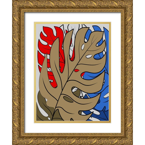 Leaves II Gold Ornate Wood Framed Art Print with Double Matting by Medeiros, Celito