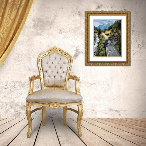 Scenic route with Rocks Gold Ornate Wood Framed Art Print with Double Matting by Medeiros, Celito