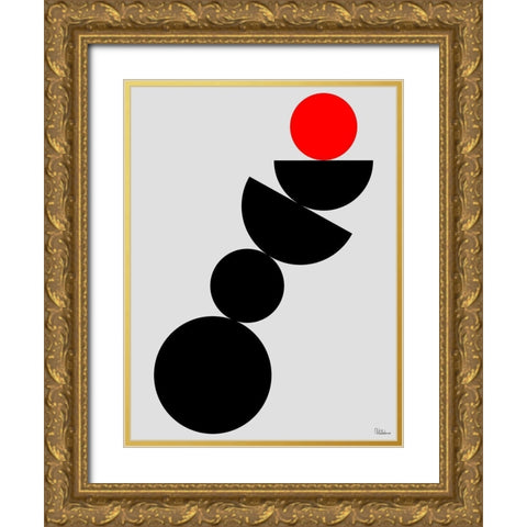 Black, white and Red II Gold Ornate Wood Framed Art Print with Double Matting by Medeiros, Celito