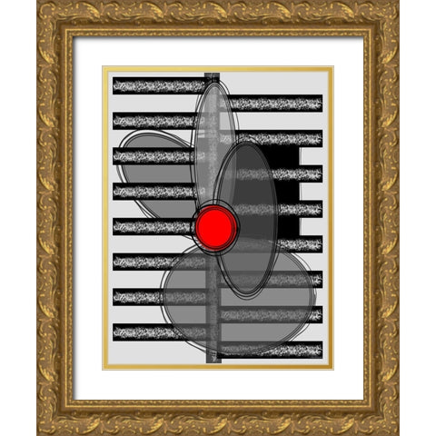 Black, white and Red VI Gold Ornate Wood Framed Art Print with Double Matting by Medeiros, Celito
