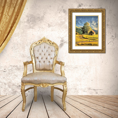 A Big Tree Gold Ornate Wood Framed Art Print with Double Matting by Medeiros, Celito