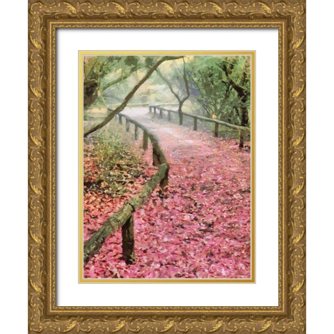 Pink Road Gold Ornate Wood Framed Art Print with Double Matting by Medeiros, Celito