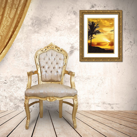 Sunset over the Palms - Diptych A Gold Ornate Wood Framed Art Print with Double Matting by Medeiros, Celito