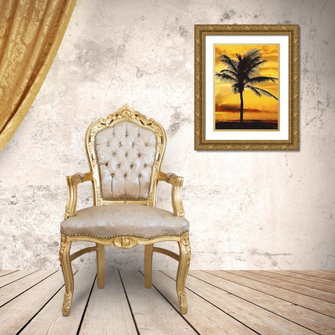 Sunset over the Palms - Diptych B Gold Ornate Wood Framed Art Print with Double Matting by Medeiros, Celito