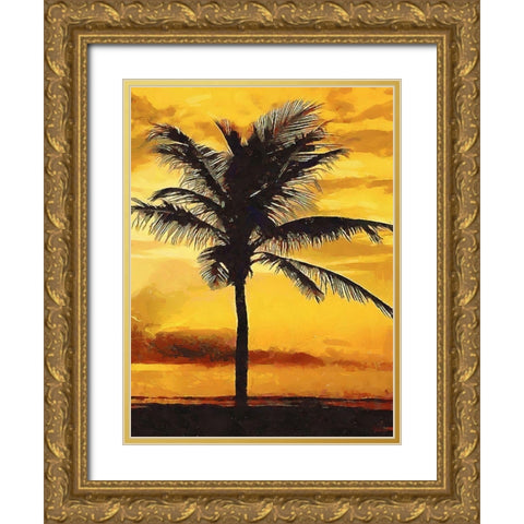 Sunset over the Palms - Diptych B Gold Ornate Wood Framed Art Print with Double Matting by Medeiros, Celito