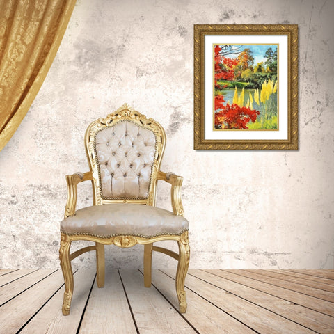 Colorful Autumn Gold Ornate Wood Framed Art Print with Double Matting by Medeiros, Celito