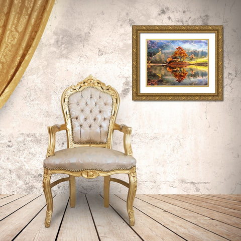 Beautiful Autumn Gold Ornate Wood Framed Art Print with Double Matting by Medeiros, Celito