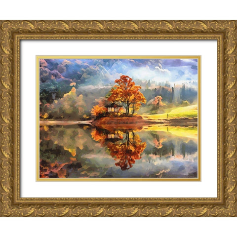 Beautiful Autumn Gold Ornate Wood Framed Art Print with Double Matting by Medeiros, Celito