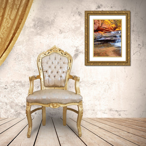 Small Watterfall - Diptych A Gold Ornate Wood Framed Art Print with Double Matting by Medeiros, Celito