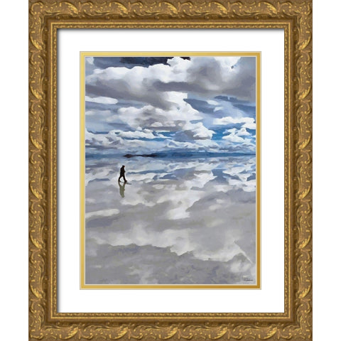 Walk between Salt and Sky - Diptych A Gold Ornate Wood Framed Art Print with Double Matting by Medeiros, Celito