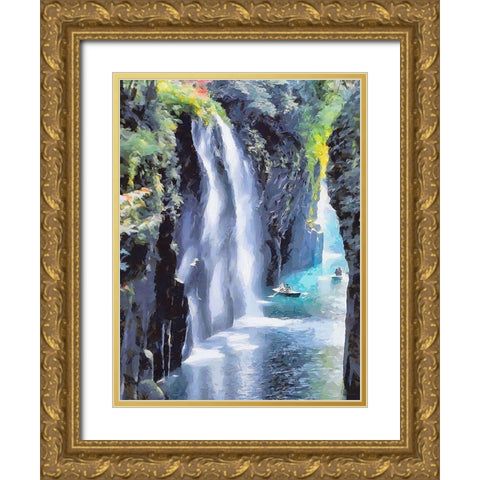 Great Watterfall Gold Ornate Wood Framed Art Print with Double Matting by Medeiros, Celito