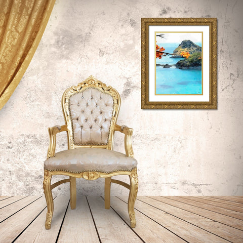 Bay with Rocks - Diptych A Gold Ornate Wood Framed Art Print with Double Matting by Medeiros, Celito