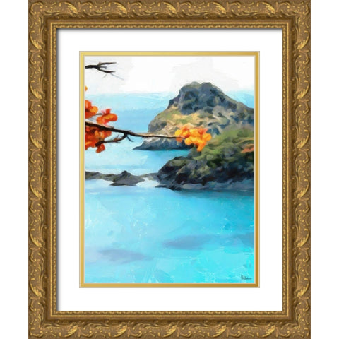 Bay with Rocks - Diptych A Gold Ornate Wood Framed Art Print with Double Matting by Medeiros, Celito