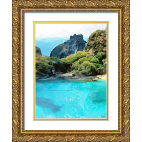 Bay with Rocks - Diptych B Gold Ornate Wood Framed Art Print with Double Matting by Medeiros, Celito