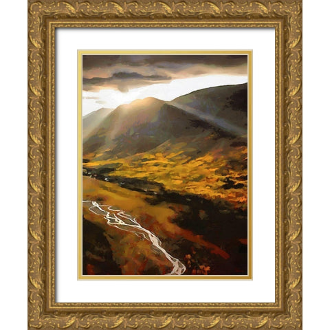 Beautiful Sunrise - Diptych B Gold Ornate Wood Framed Art Print with Double Matting by Medeiros, Celito