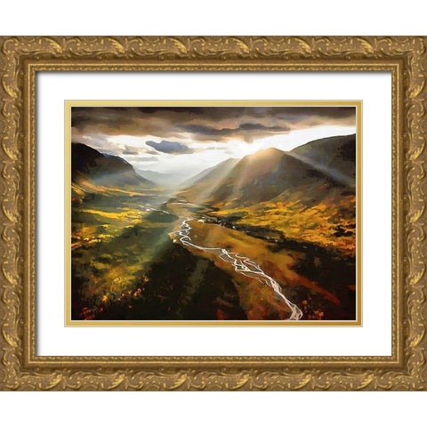 Beautiful Sunrise Gold Ornate Wood Framed Art Print with Double Matting by Medeiros, Celito