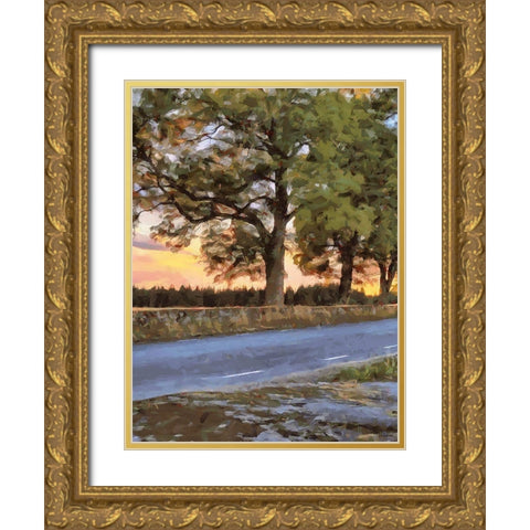 Oak Way by Sunset - Diptych A Gold Ornate Wood Framed Art Print with Double Matting by Medeiros, Celito