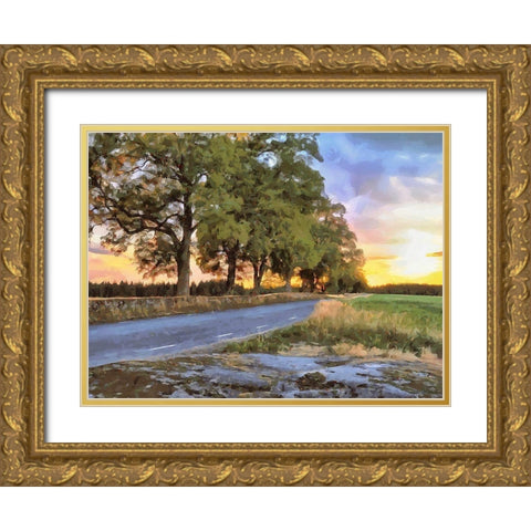 Oak Way by Sunset Gold Ornate Wood Framed Art Print with Double Matting by Medeiros, Celito