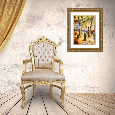 Raining Day Gold Ornate Wood Framed Art Print with Double Matting by Medeiros, Celito