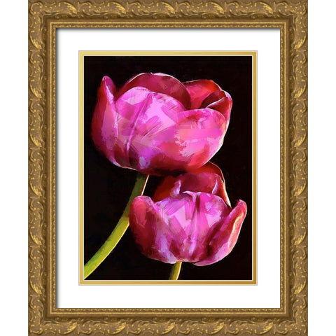 Spring Floral Variations IX Gold Ornate Wood Framed Art Print with Double Matting by Medeiros, Celito