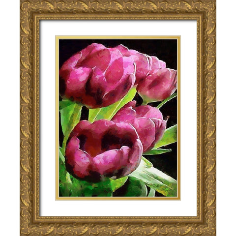Spring Floral Variations X Gold Ornate Wood Framed Art Print with Double Matting by Medeiros, Celito