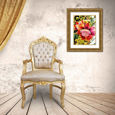 Spring Floral Variations XVI Gold Ornate Wood Framed Art Print with Double Matting by Medeiros, Celito