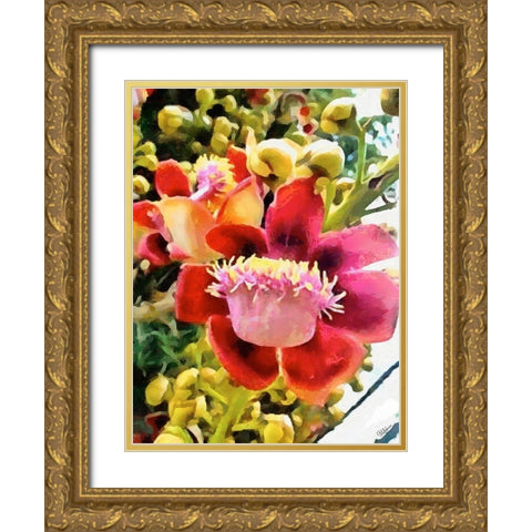 Spring Floral Variations XVI Gold Ornate Wood Framed Art Print with Double Matting by Medeiros, Celito