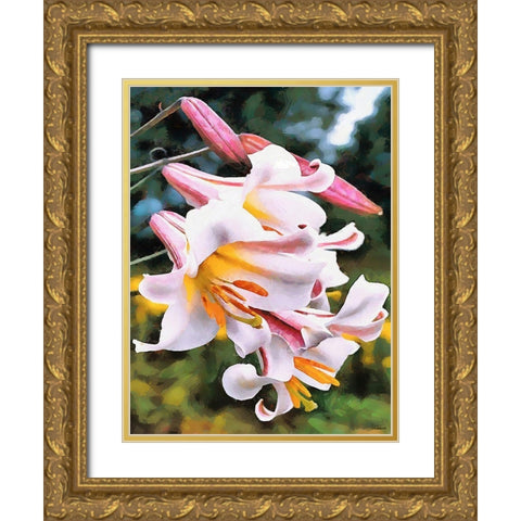 Spring Floral Variations XVII Gold Ornate Wood Framed Art Print with Double Matting by Medeiros, Celito