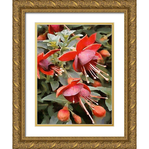 Spring Floral Variations XXIII Gold Ornate Wood Framed Art Print with Double Matting by Medeiros, Celito
