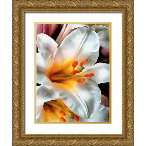 Spring Floral Variations XXIV Gold Ornate Wood Framed Art Print with Double Matting by Medeiros, Celito