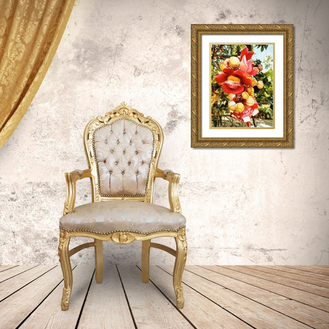 Spring Floral Variations XXIX Gold Ornate Wood Framed Art Print with Double Matting by Medeiros, Celito