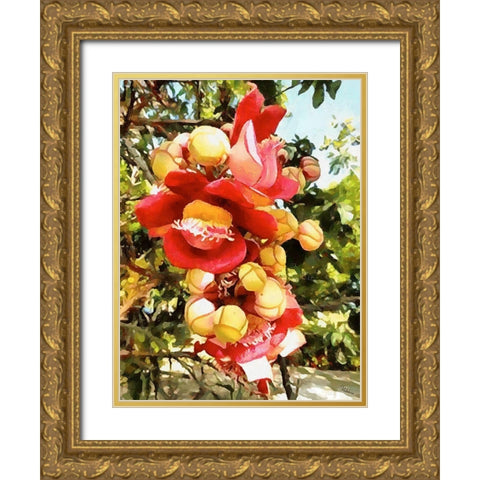 Spring Floral Variations XXIX Gold Ornate Wood Framed Art Print with Double Matting by Medeiros, Celito