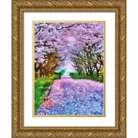 Spring Floral Variations XXXII Gold Ornate Wood Framed Art Print with Double Matting by Medeiros, Celito