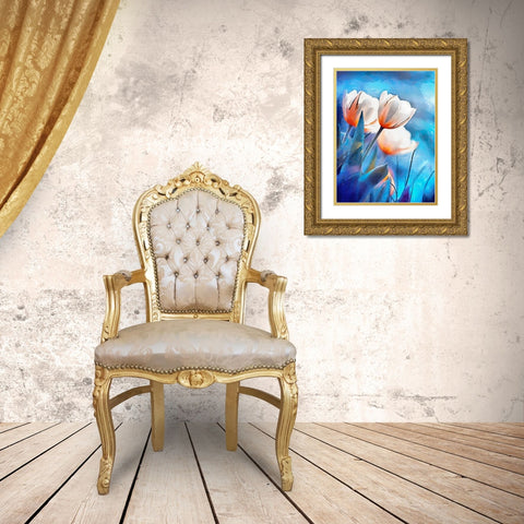 Spring Floral Variations XXXIX Gold Ornate Wood Framed Art Print with Double Matting by Medeiros, Celito