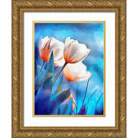 Spring Floral Variations XXXIX Gold Ornate Wood Framed Art Print with Double Matting by Medeiros, Celito