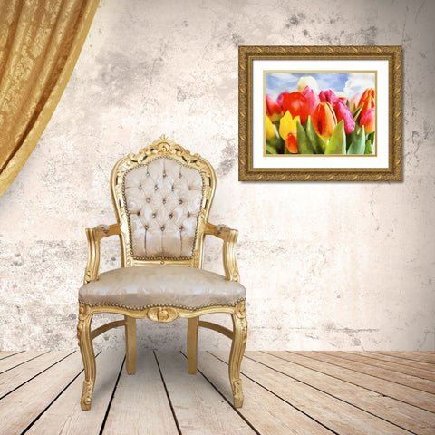 Spring Floral Variations XLI Gold Ornate Wood Framed Art Print with Double Matting by Medeiros, Celito