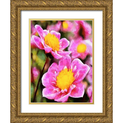 Spring Floral Variations XLII Gold Ornate Wood Framed Art Print with Double Matting by Medeiros, Celito