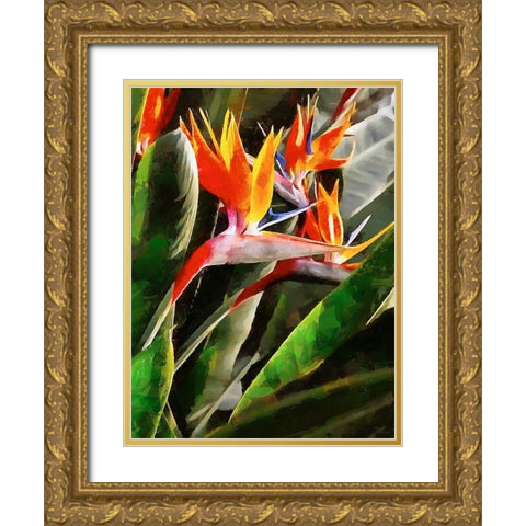 Spring Floral Variations XLIII Gold Ornate Wood Framed Art Print with Double Matting by Medeiros, Celito